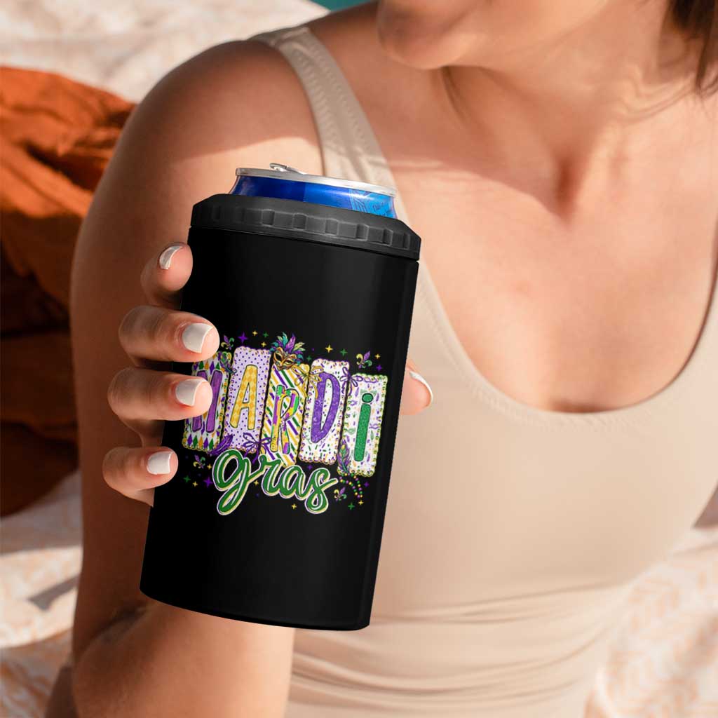 Mardi Gras 4 in 1 Can Cooler Tumbler New Orleans Carnival Girly Fat Tuesday