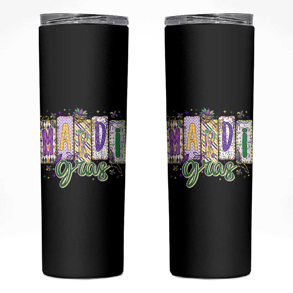 Mardi Gras Skinny Tumbler New Orleans Carnival Girly Fat Tuesday