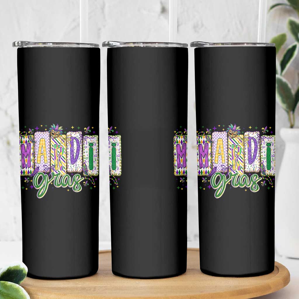 Mardi Gras Skinny Tumbler New Orleans Carnival Girly Fat Tuesday