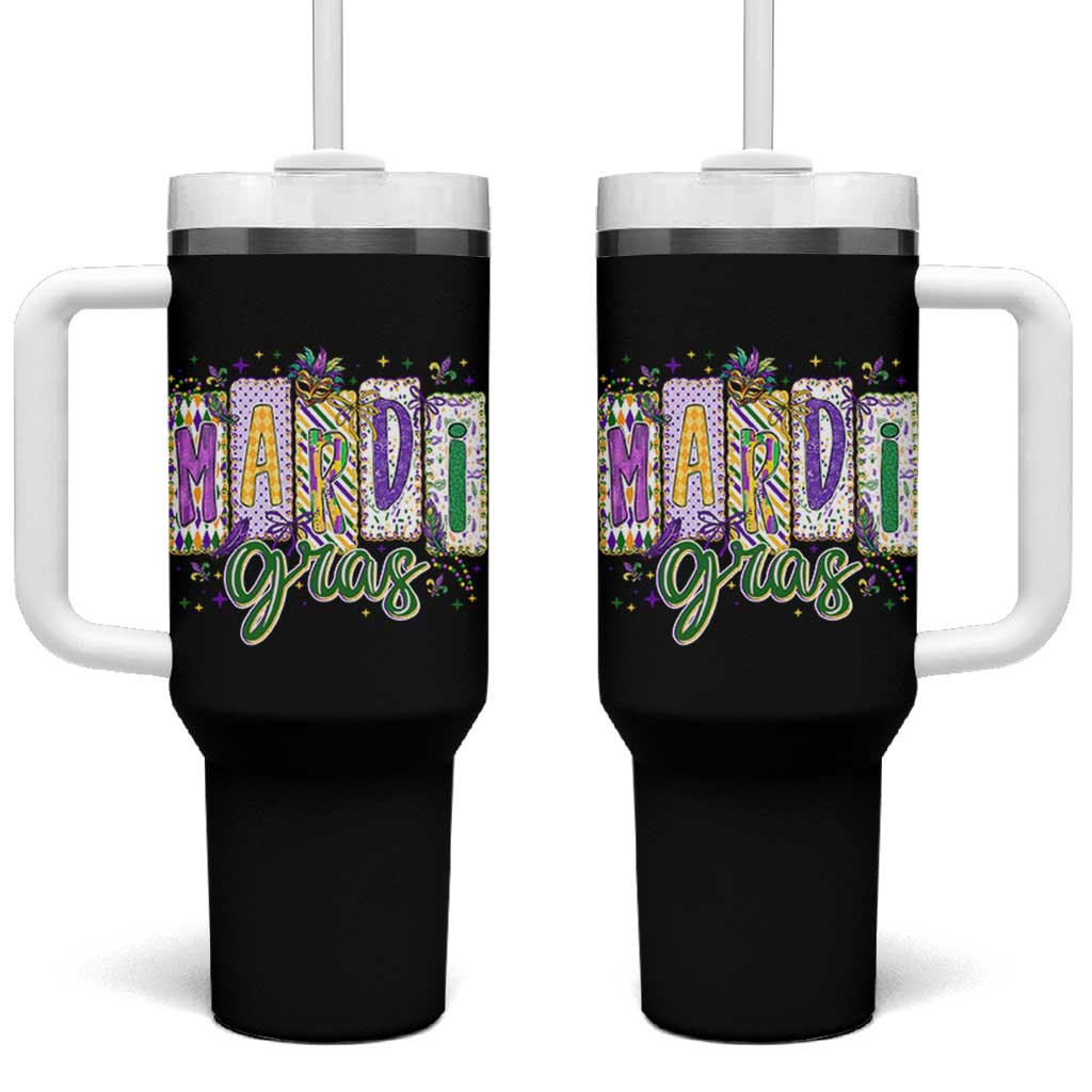 Mardi Gras Tumbler With Handle New Orleans Carnival Girly Fat Tuesday