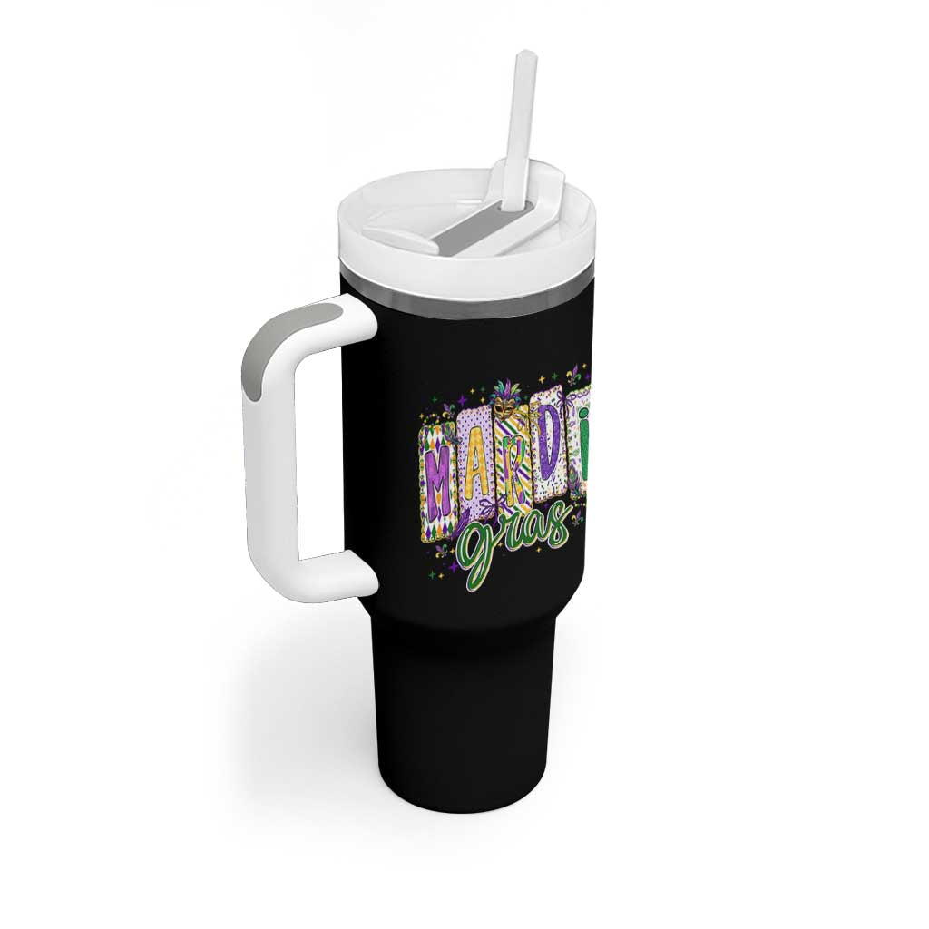 Mardi Gras Tumbler With Handle New Orleans Carnival Girly Fat Tuesday