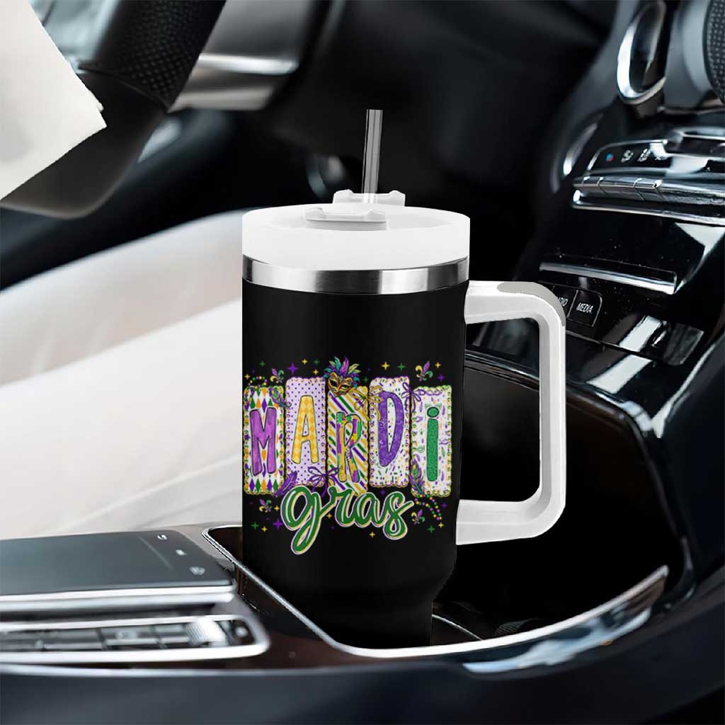 Mardi Gras Tumbler With Handle New Orleans Carnival Girly Fat Tuesday