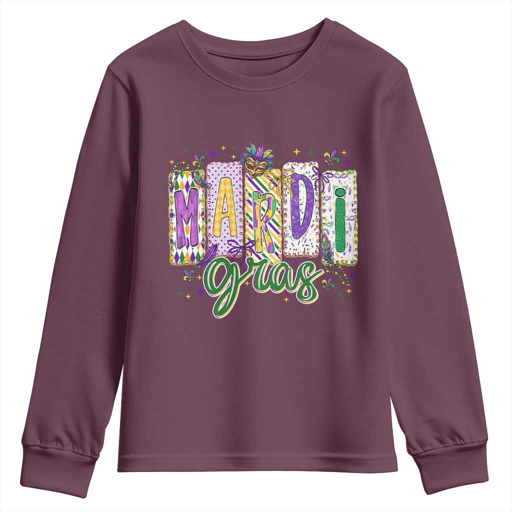Mardi Gras Youth Sweatshirt New Orleans Carnival Girly Fat Tuesday