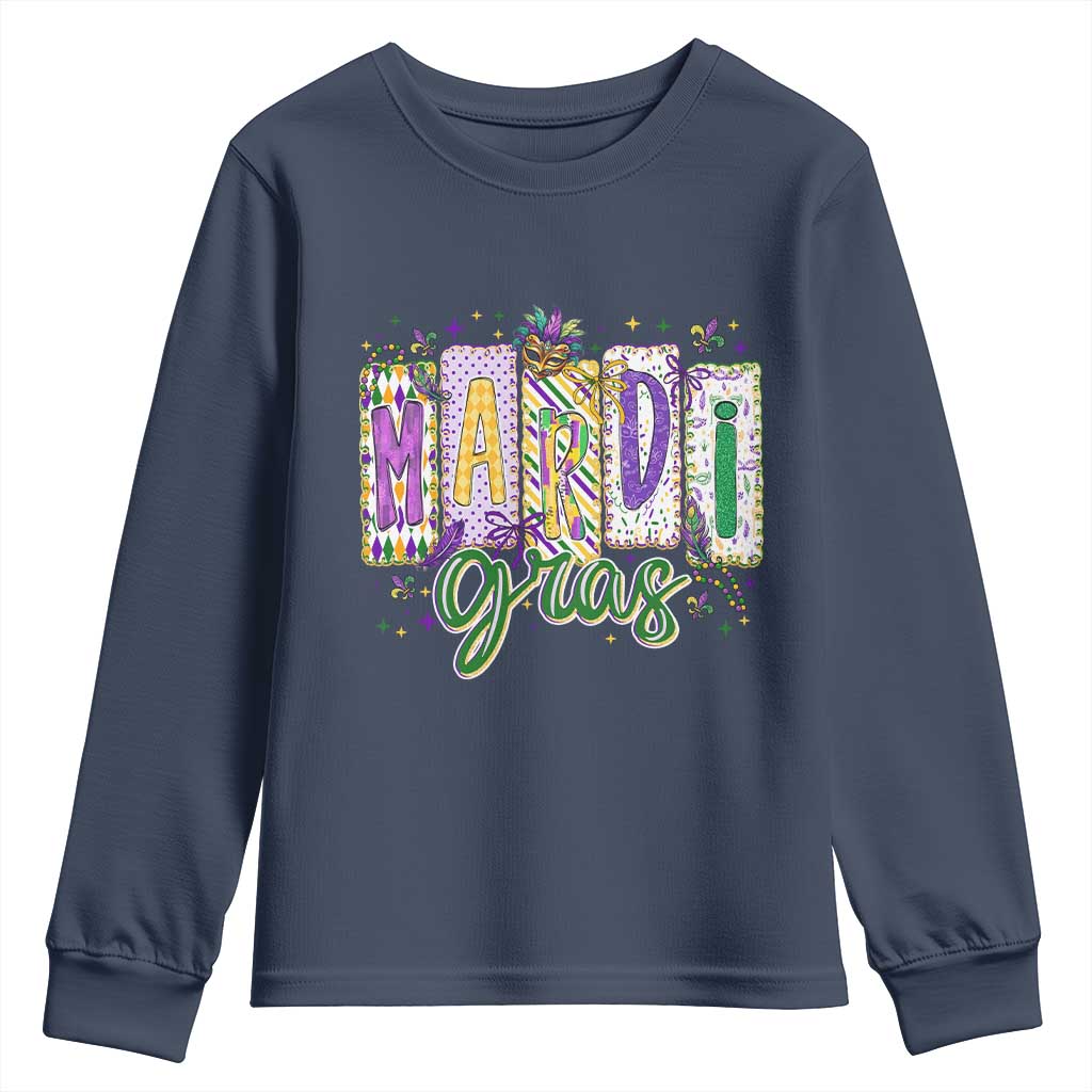 Mardi Gras Youth Sweatshirt New Orleans Carnival Girly Fat Tuesday