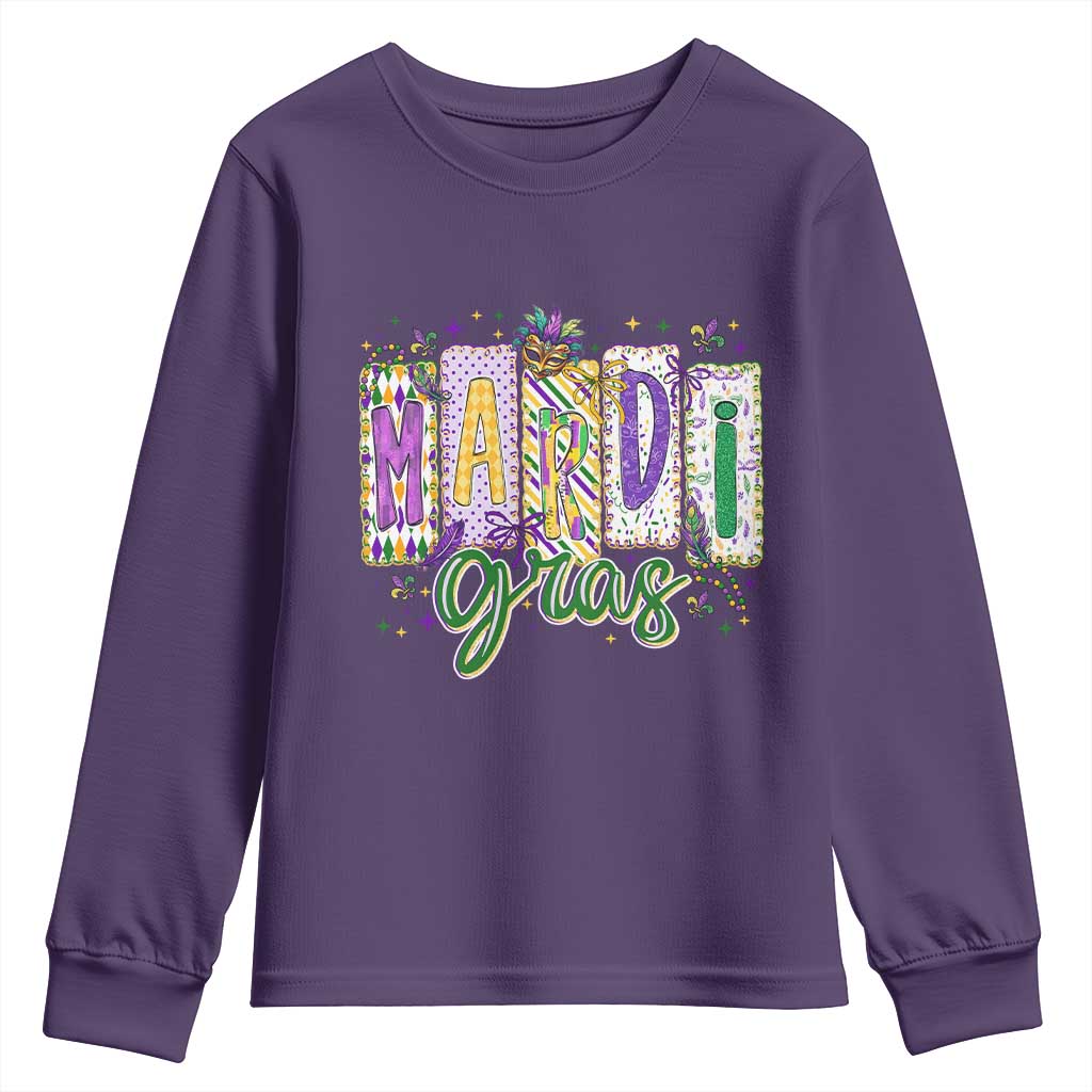Mardi Gras Youth Sweatshirt New Orleans Carnival Girly Fat Tuesday
