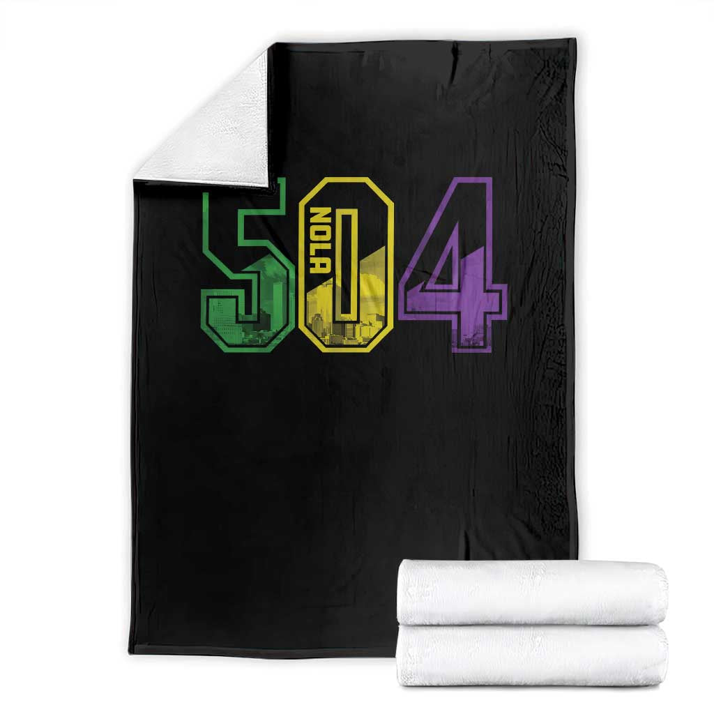 Mardi Gras 504 Nola New Orleans Louisiana LA Throw Blanket