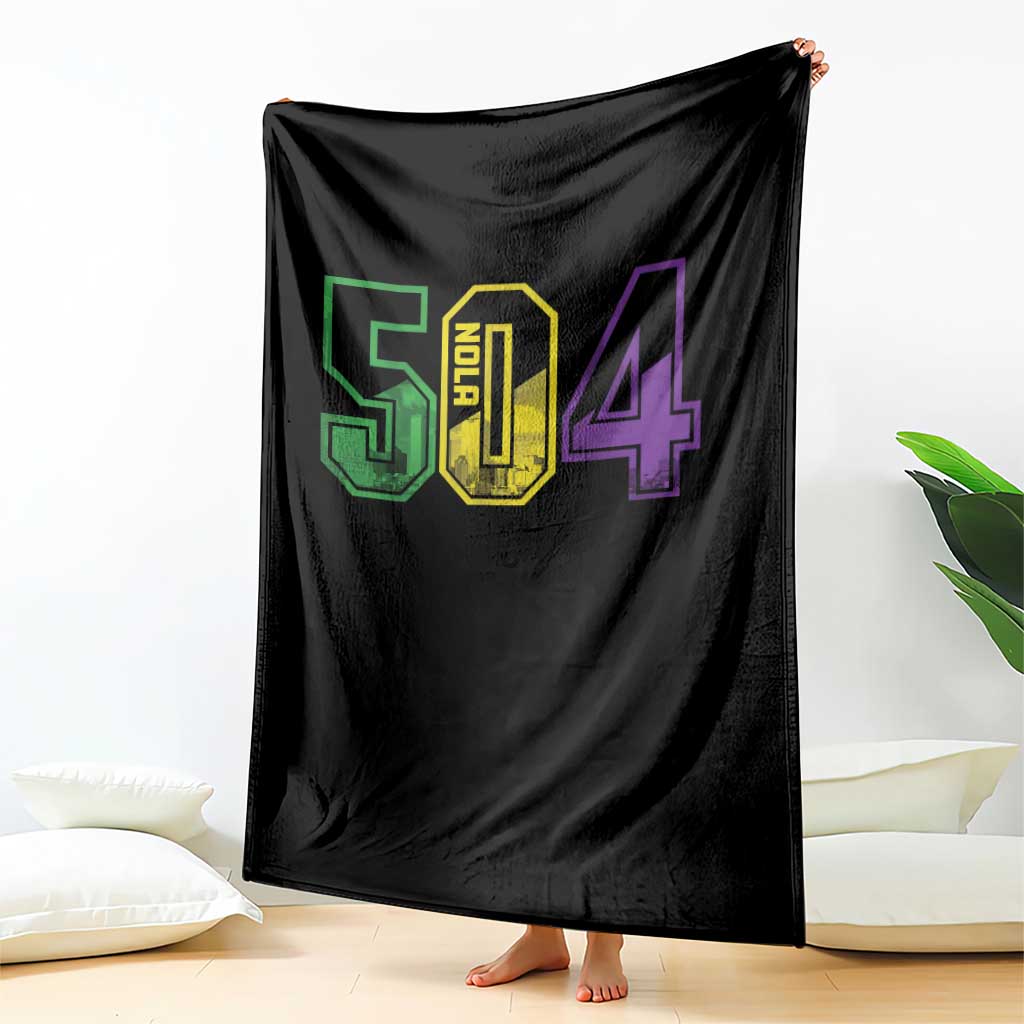 Mardi Gras 504 Nola New Orleans Louisiana LA Throw Blanket
