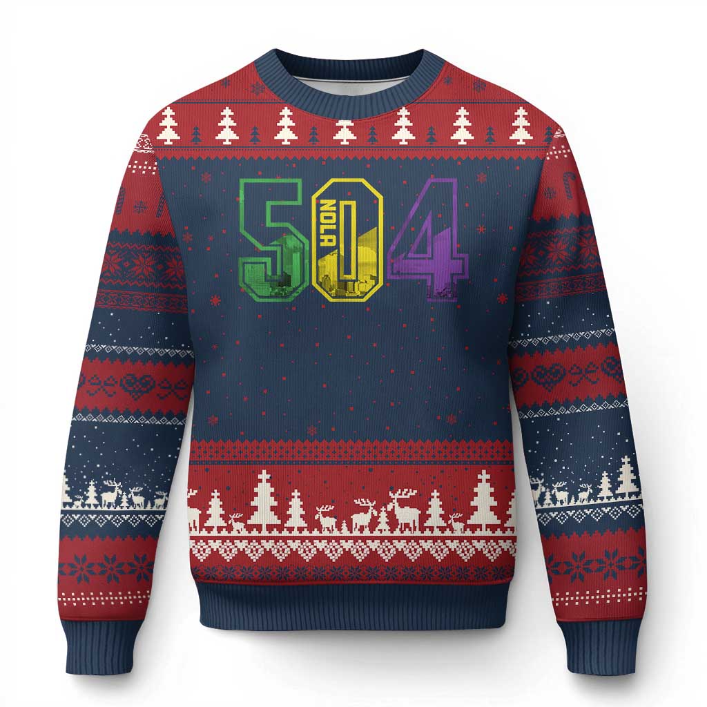 Mardi Gras 504 Nola New Orleans Louisiana LA Ugly Christmas Sweater