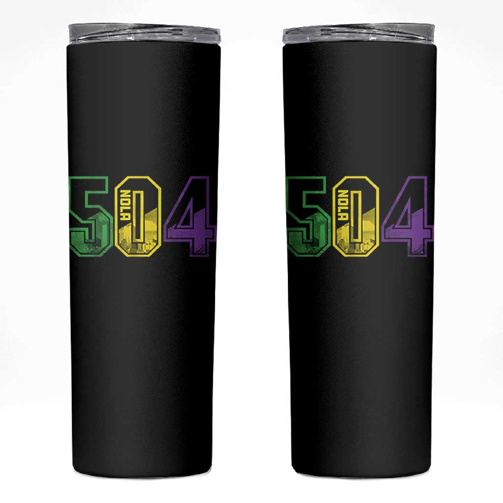 Mardi Gras 504 Nola New Orleans Louisiana LA Skinny Tumbler