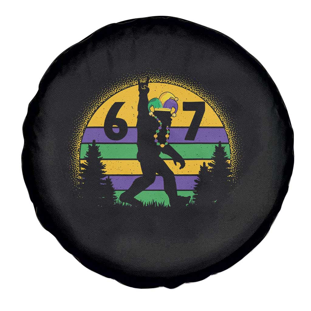 Funny Bigfoot 67 Mardi Gras Spare Tire Cover Sasquatch Parade Jester Hat