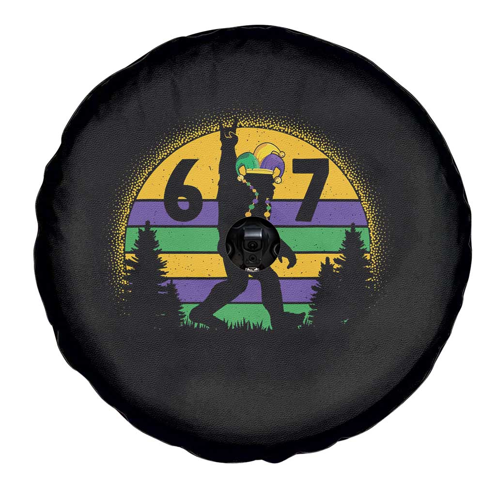Funny Bigfoot 67 Mardi Gras Spare Tire Cover Sasquatch Parade Jester Hat