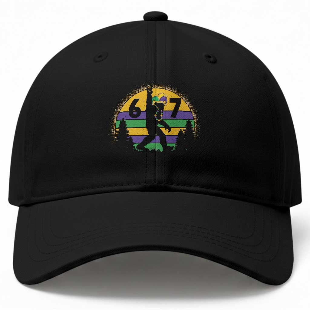 Funny Bigfoot 67 Mardi Gras Baseball Cap Sasquatch Parade Jester Hat