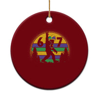 Funny Bigfoot 67 Mardi Gras Ceramic Ornament Sasquatch Parade Jester Hat