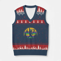 Funny Bigfoot 67 Mardi Gras V-Neck Knit Sweater Vest Sasquatch Parade Jester Hat