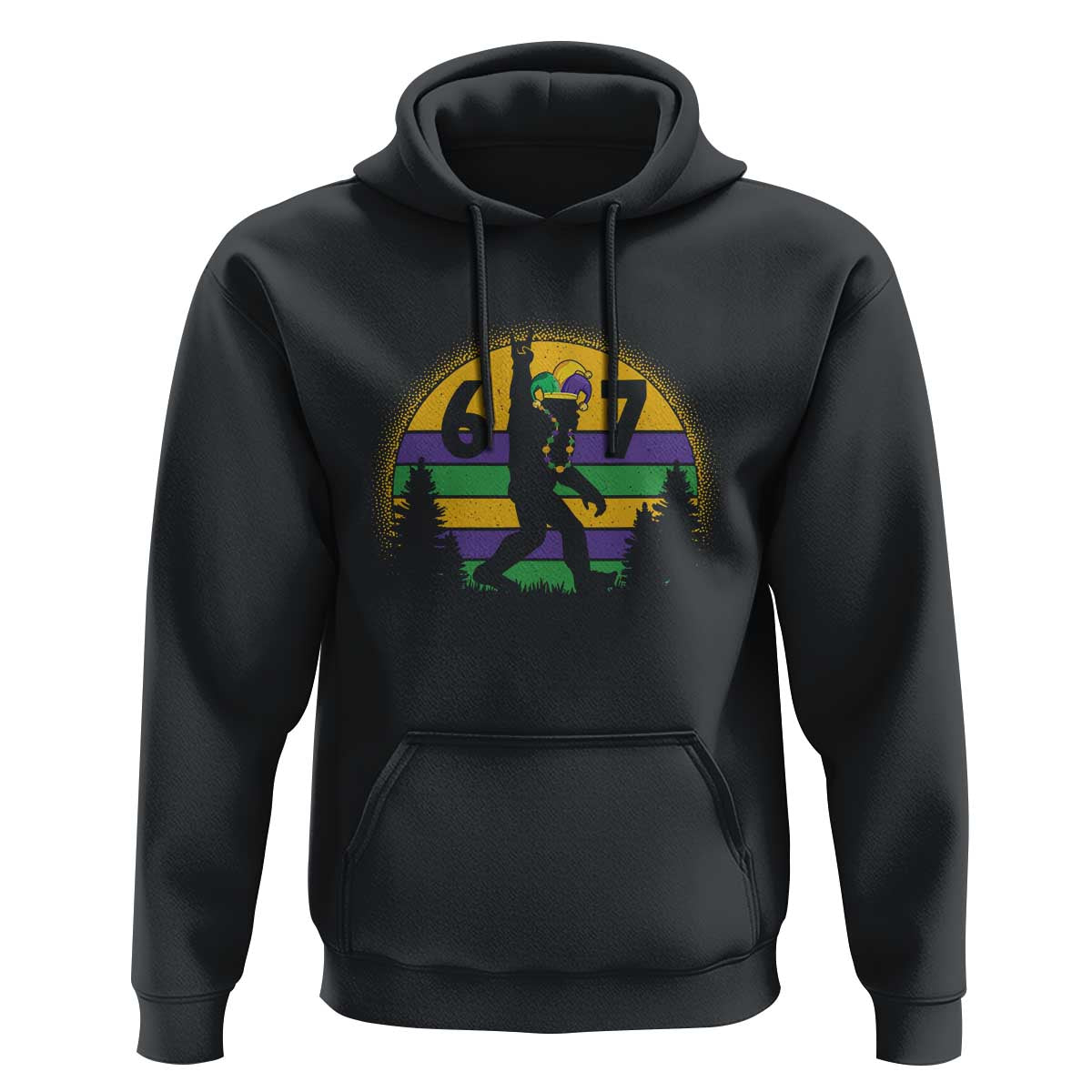 Funny Bigfoot 67 Mardi Gras Hoodie Sasquatch Parade Jester Hat