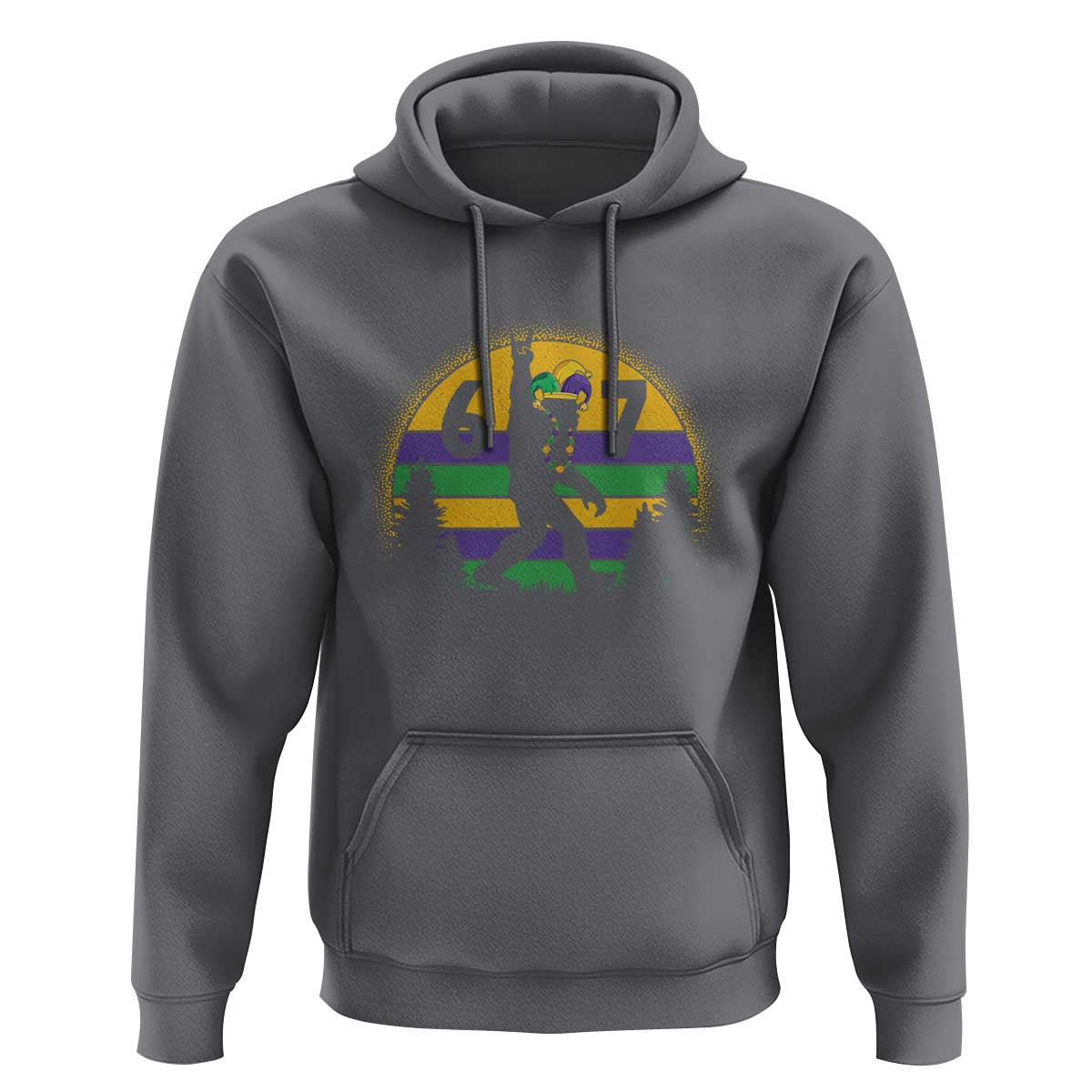 Funny Bigfoot 67 Mardi Gras Hoodie Sasquatch Parade Jester Hat