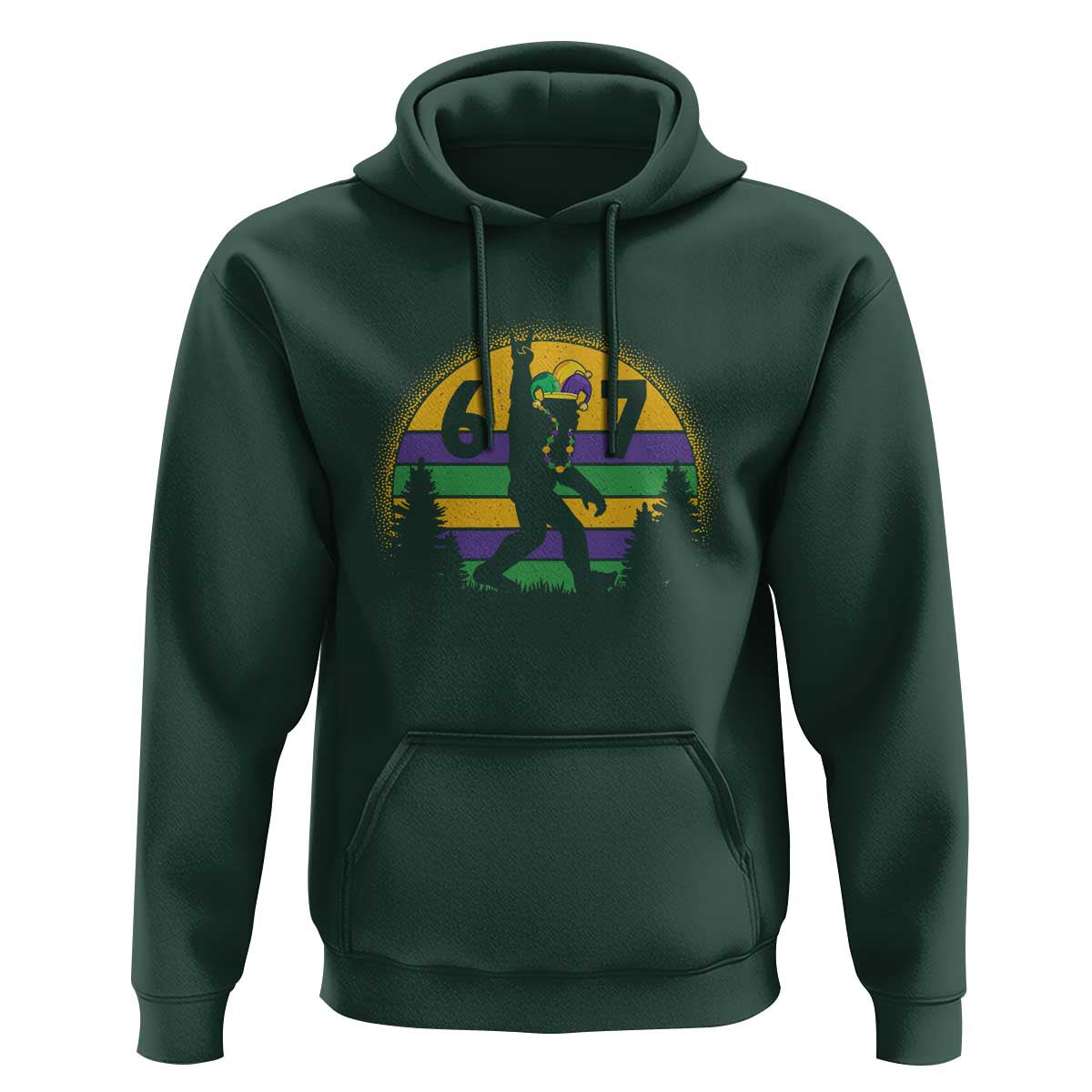 Funny Bigfoot 67 Mardi Gras Hoodie Sasquatch Parade Jester Hat