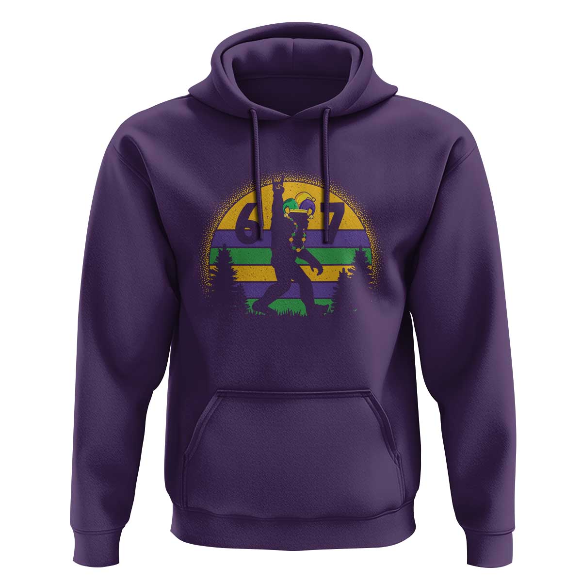 Funny Bigfoot 67 Mardi Gras Hoodie Sasquatch Parade Jester Hat