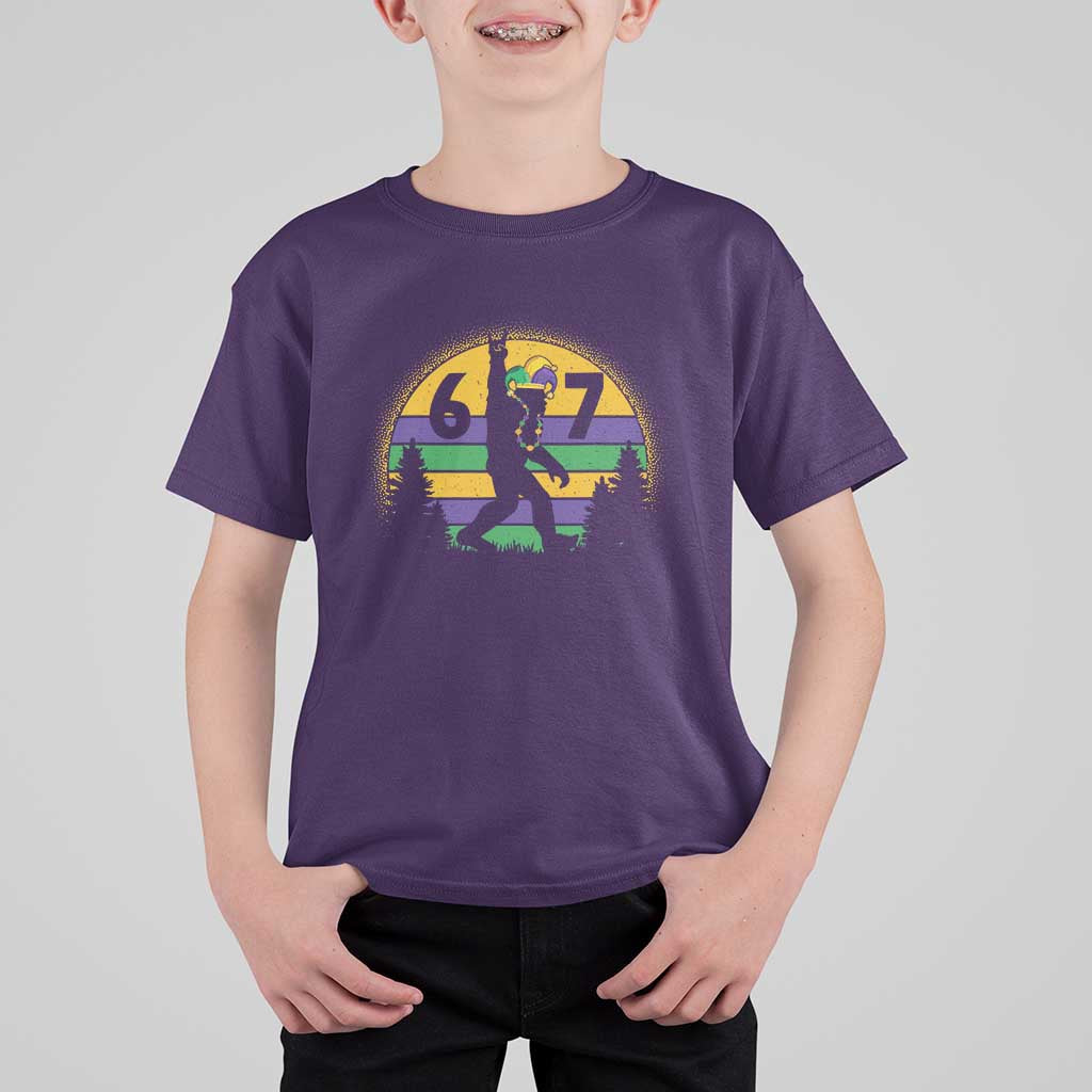 Funny Bigfoot 67 Mardi Gras T Shirt For Kid Sasquatch Parade Jester Hat