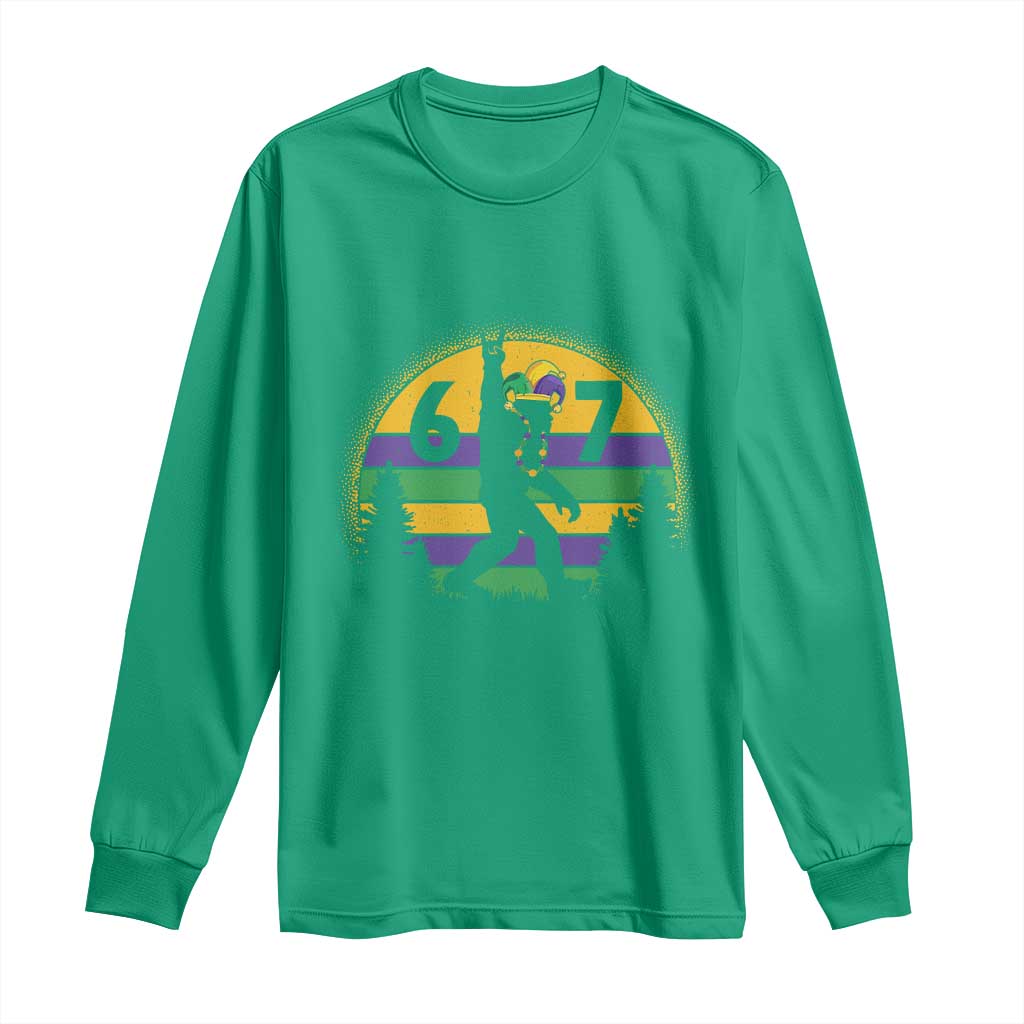 Funny Bigfoot 67 Mardi Gras Long Sleeve Shirt Sasquatch Parade Jester Hat