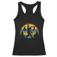 Funny Bigfoot 67 Mardi Gras Racerback Tank Top Sasquatch Parade Jester Hat