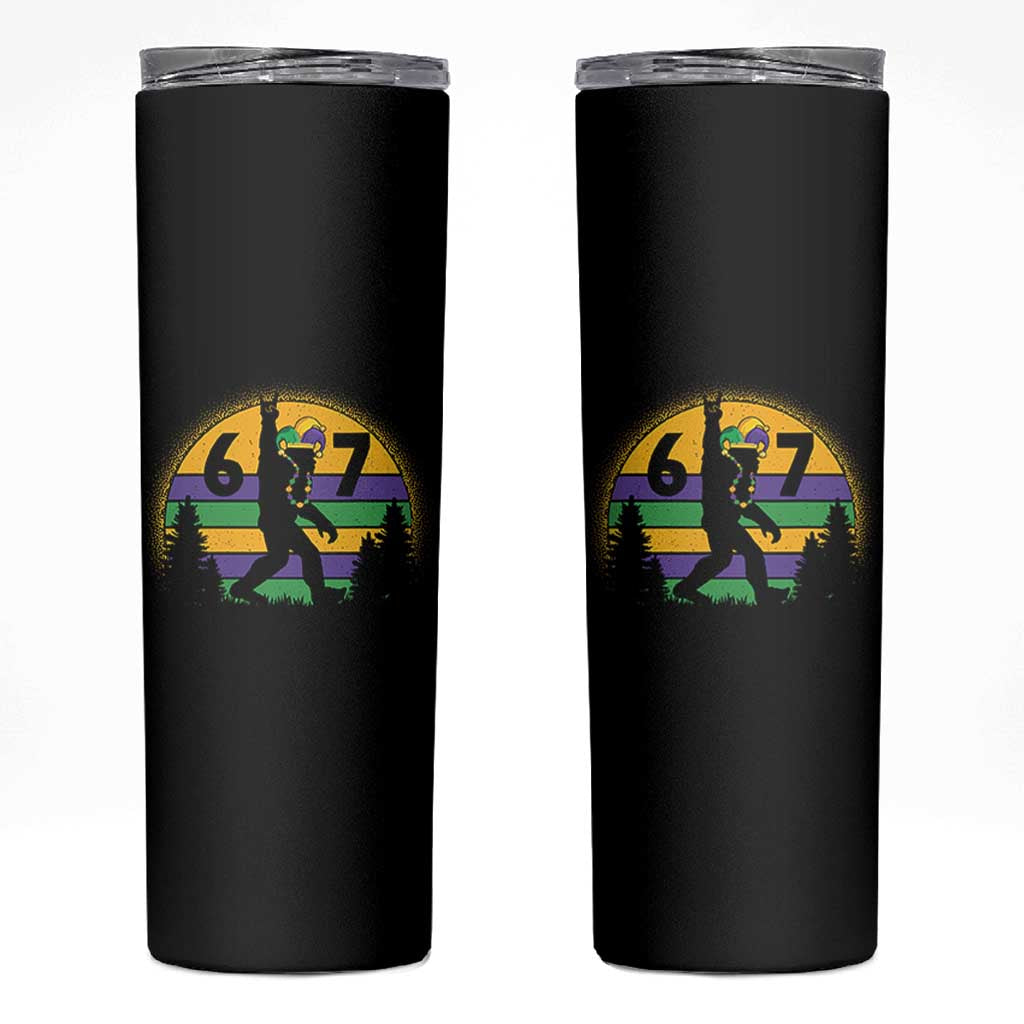 Funny Bigfoot 67 Mardi Gras Skinny Tumbler Sasquatch Parade Jester Hat