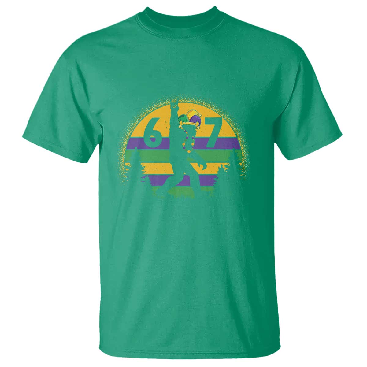 Funny Bigfoot 67 Mardi Gras T Shirt Sasquatch Parade Jester Hat