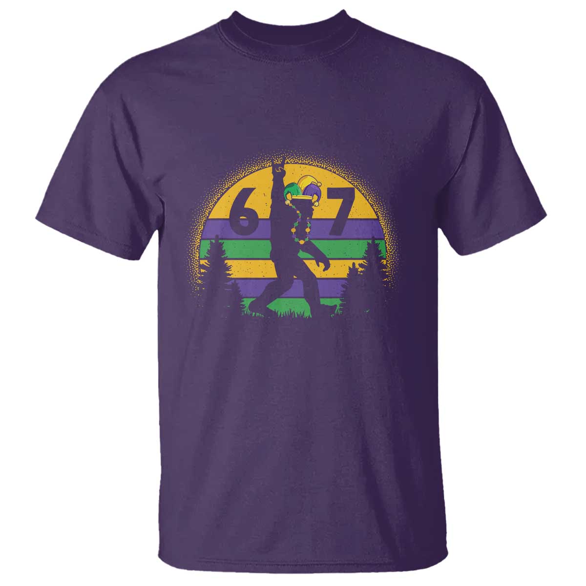 Funny Bigfoot 67 Mardi Gras T Shirt Sasquatch Parade Jester Hat