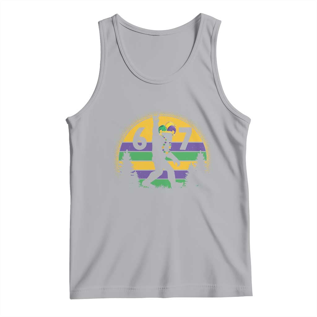 Funny Bigfoot 67 Mardi Gras Tank Top Sasquatch Parade Jester Hat