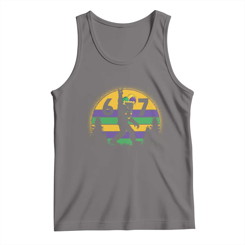 Funny Bigfoot 67 Mardi Gras Tank Top Sasquatch Parade Jester Hat