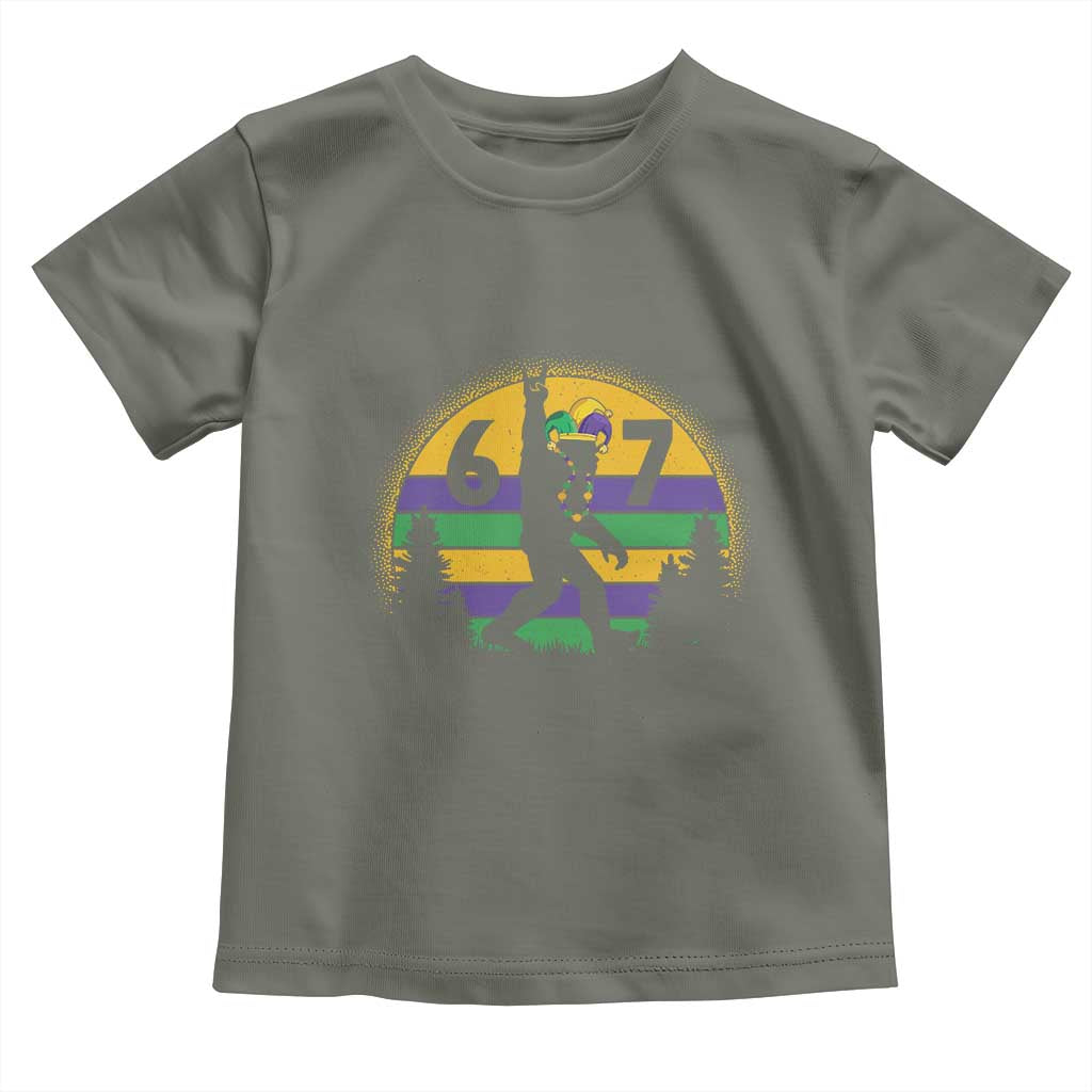 Funny Bigfoot 67 Mardi Gras Toddler T Shirt Sasquatch Parade Jester Hat