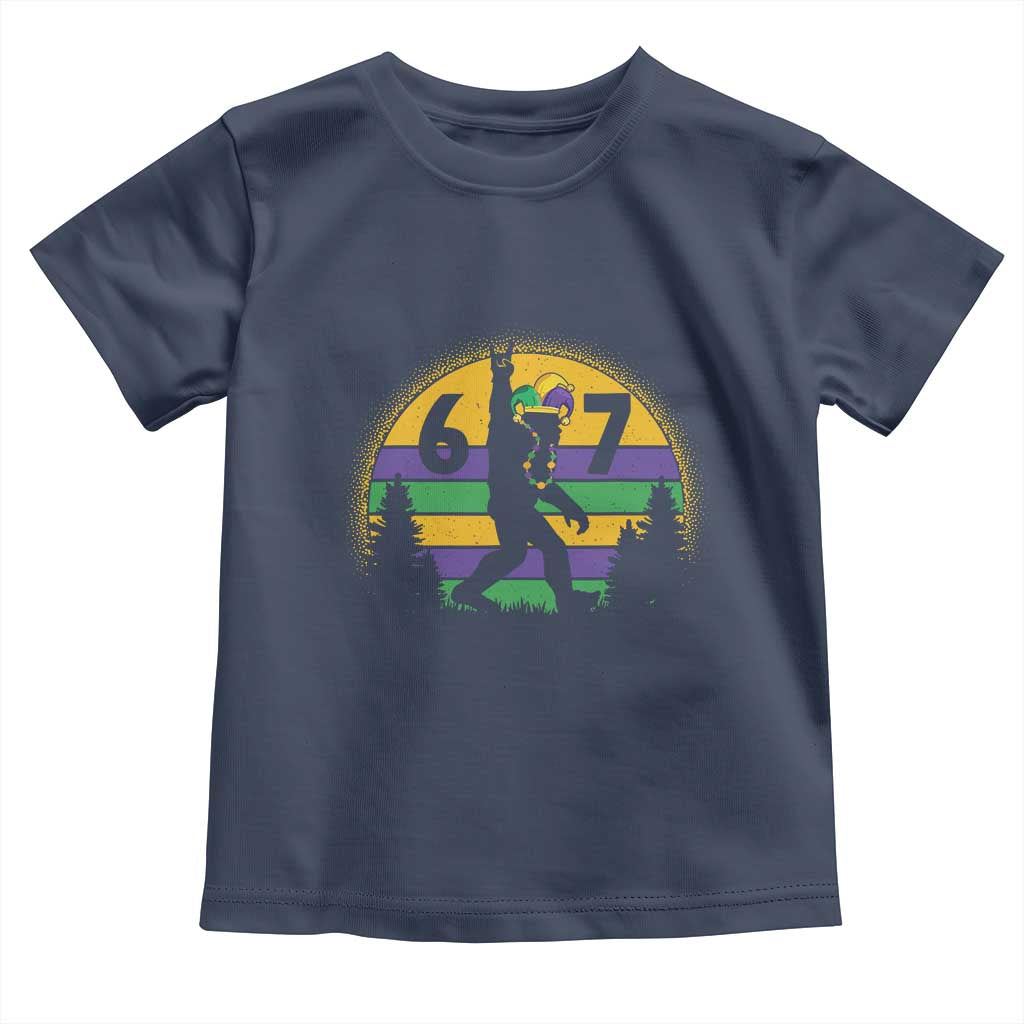Funny Bigfoot 67 Mardi Gras Toddler T Shirt Sasquatch Parade Jester Hat