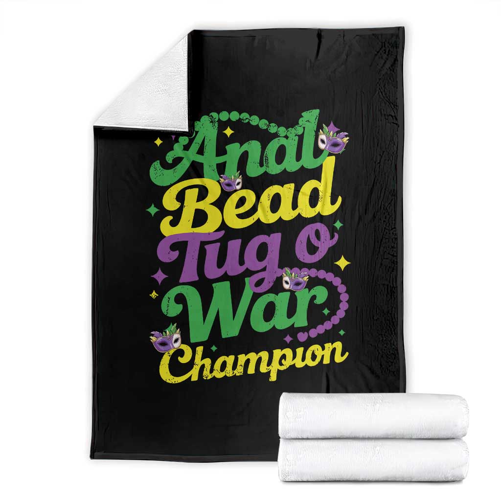 Funny Anal Bead Tug O War Mardi Gras Throw Blanket Fat Tuesday Carnival Adult Humor