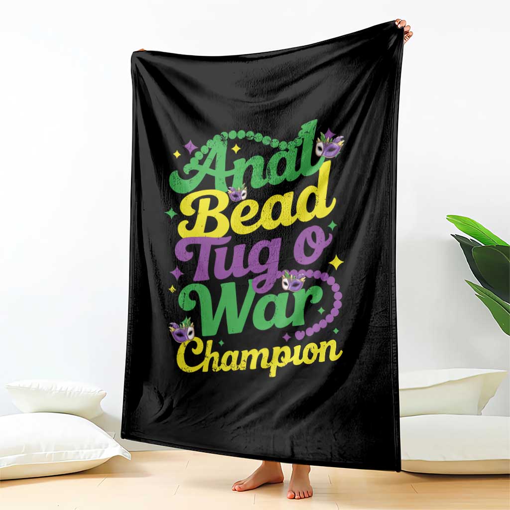 Funny Anal Bead Tug O War Mardi Gras Throw Blanket Fat Tuesday Carnival Adult Humor
