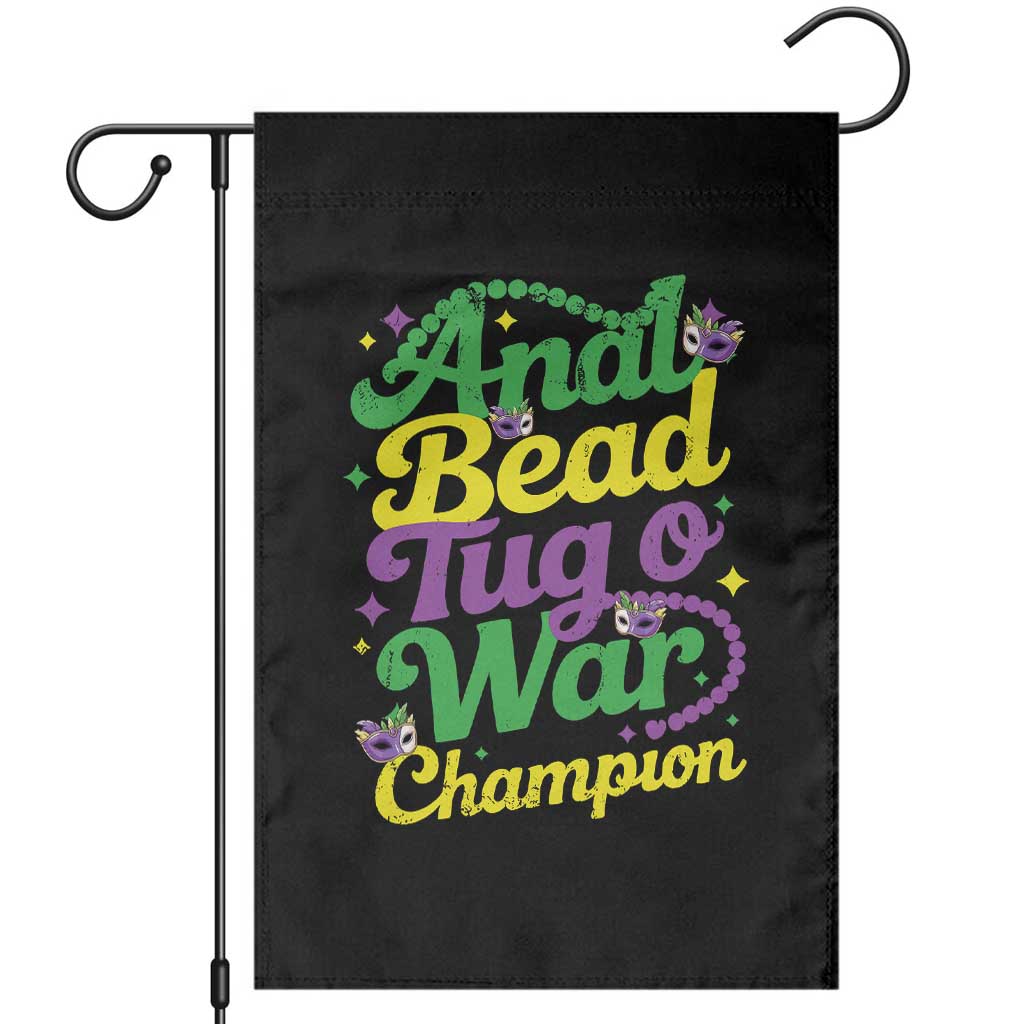 Funny Anal Bead Tug O War Mardi Gras Garden Flag Fat Tuesday Carnival Adult Humor
