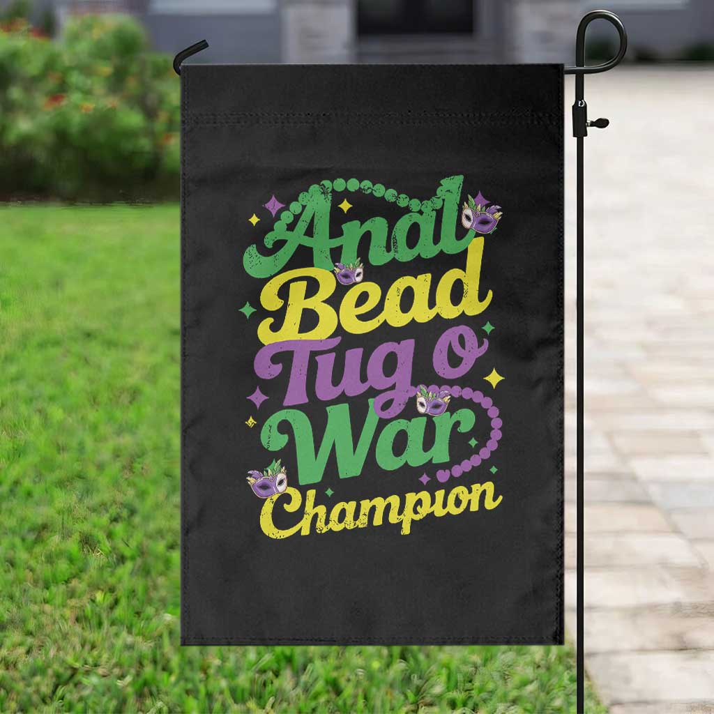 Funny Anal Bead Tug O War Mardi Gras Garden Flag Fat Tuesday Carnival Adult Humor