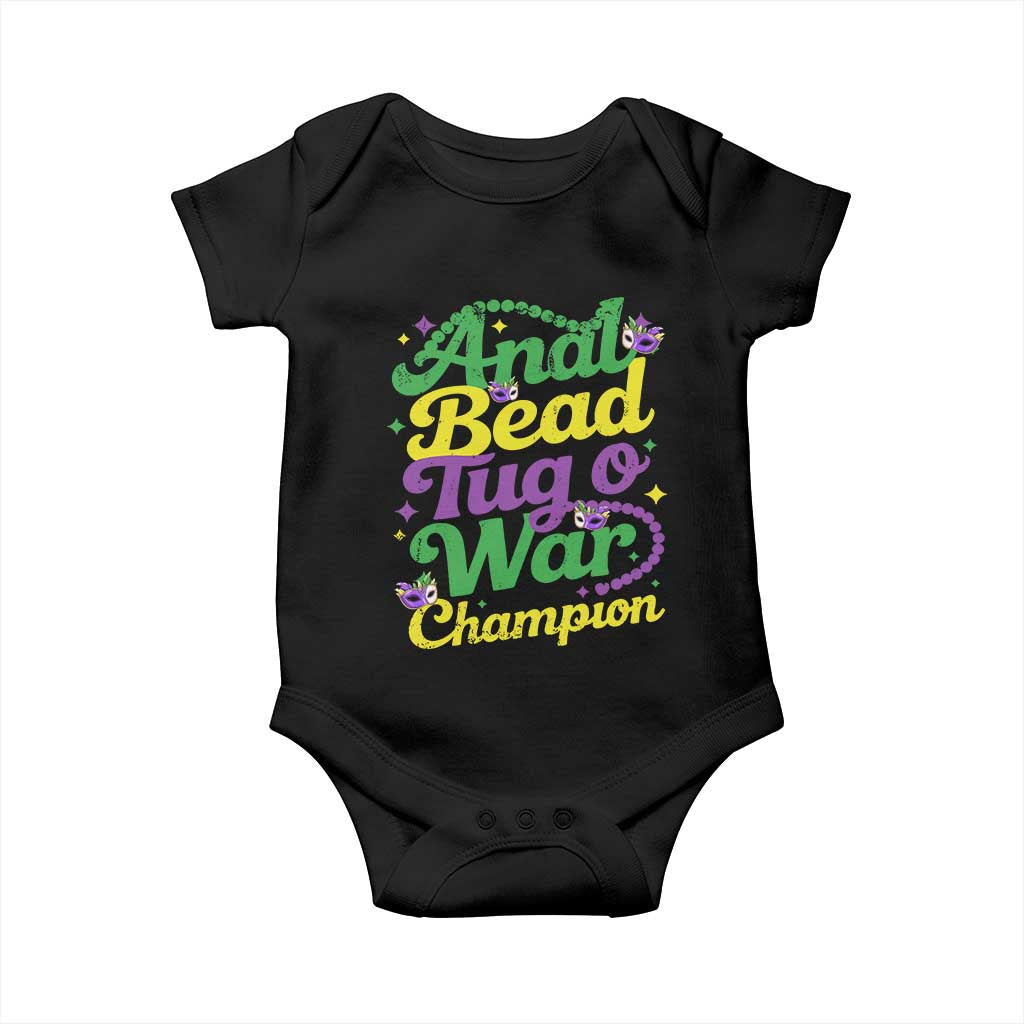 Funny Anal Bead Tug O War Mardi Gras Baby Onesie Fat Tuesday Carnival Adult Humor