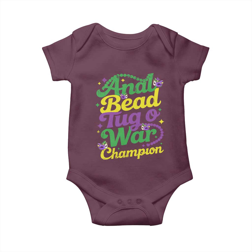 Funny Anal Bead Tug O War Mardi Gras Baby Onesie Fat Tuesday Carnival Adult Humor