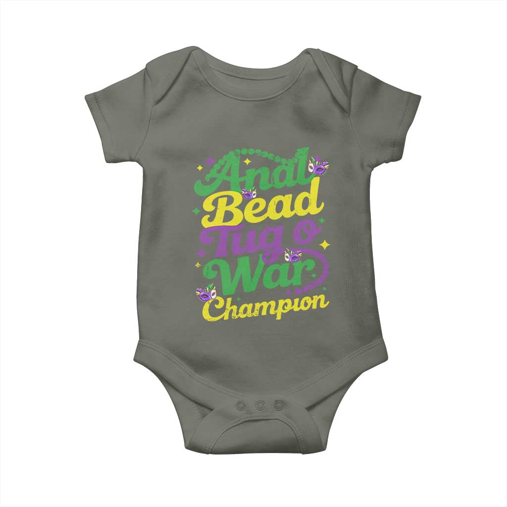 Funny Anal Bead Tug O War Mardi Gras Baby Onesie Fat Tuesday Carnival Adult Humor