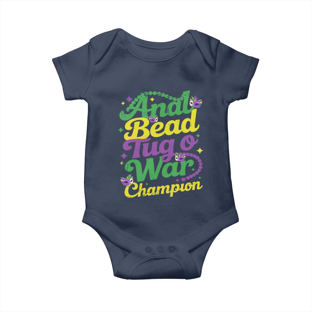 Funny Anal Bead Tug O War Mardi Gras Baby Onesie Fat Tuesday Carnival Adult Humor