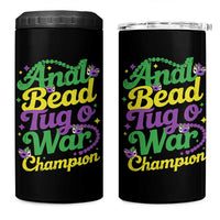 Funny Anal Bead Tug O War Mardi Gras 4 in 1 Can Cooler Tumbler Fat Tuesday Carnival Adult Humor