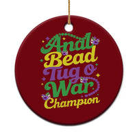 Funny Anal Bead Tug O War Mardi Gras Ceramic Ornament Fat Tuesday Carnival Adult Humor
