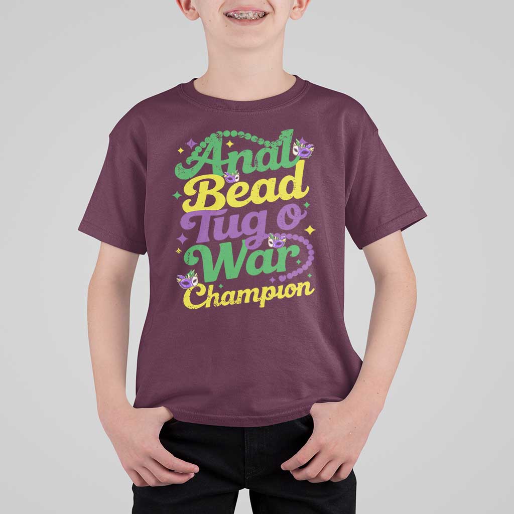 Funny Anal Bead Tug O War Mardi Gras T Shirt For Kid Fat Tuesday Carnival Adult Humor