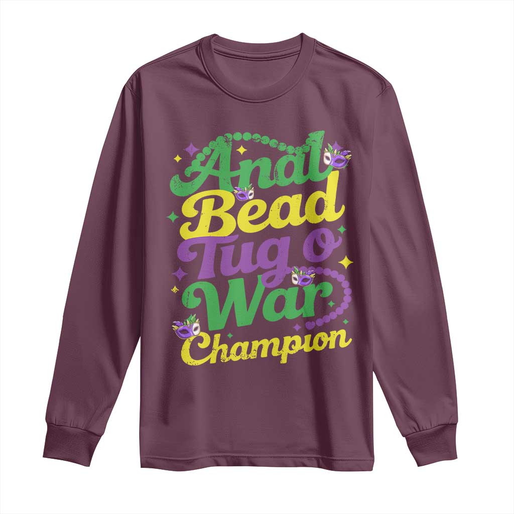 Funny Anal Bead Tug O War Mardi Gras Long Sleeve Shirt Fat Tuesday Carnival Adult Humor