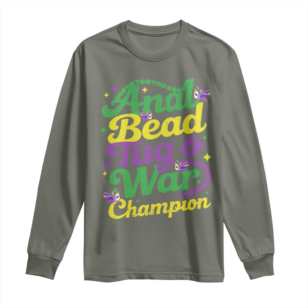 Funny Anal Bead Tug O War Mardi Gras Long Sleeve Shirt Fat Tuesday Carnival Adult Humor