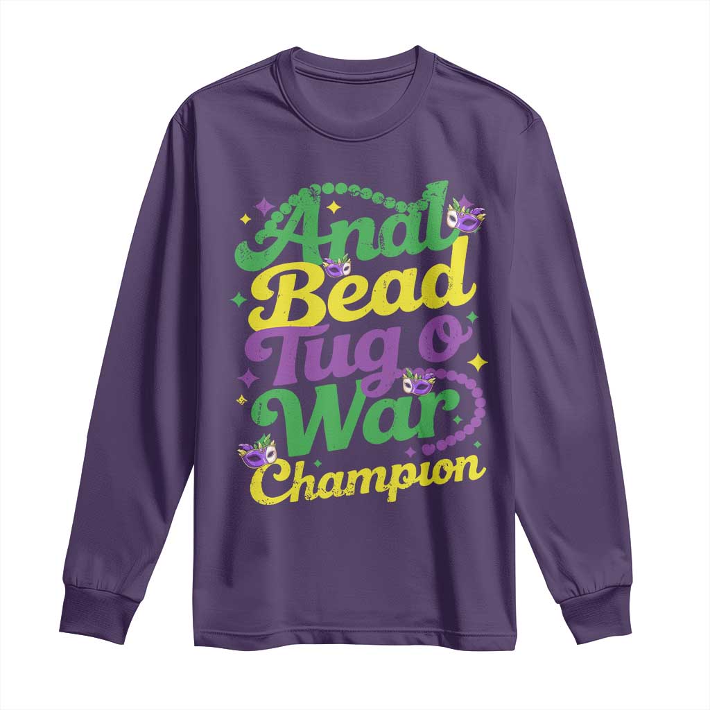 Funny Anal Bead Tug O War Mardi Gras Long Sleeve Shirt Fat Tuesday Carnival Adult Humor