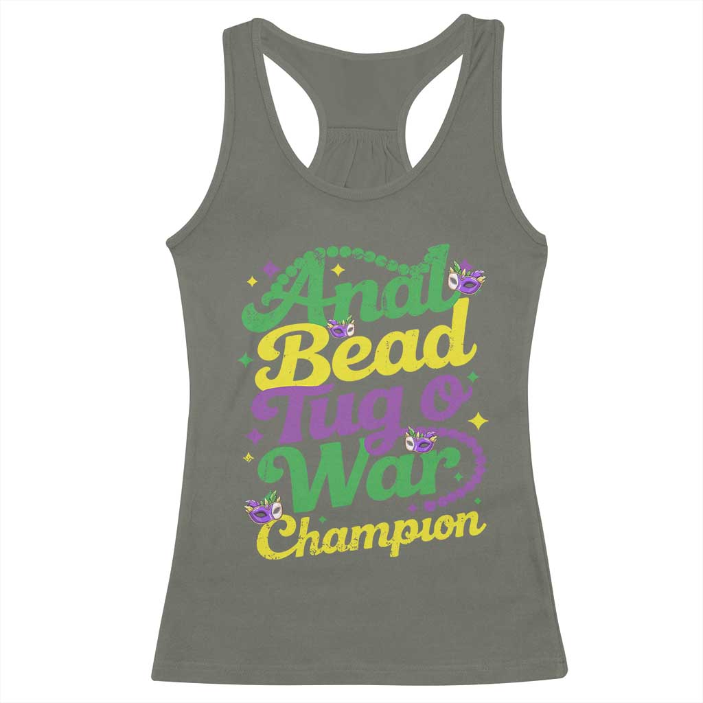 Funny Anal Bead Tug O War Mardi Gras Racerback Tank Top Fat Tuesday Carnival Adult Humor