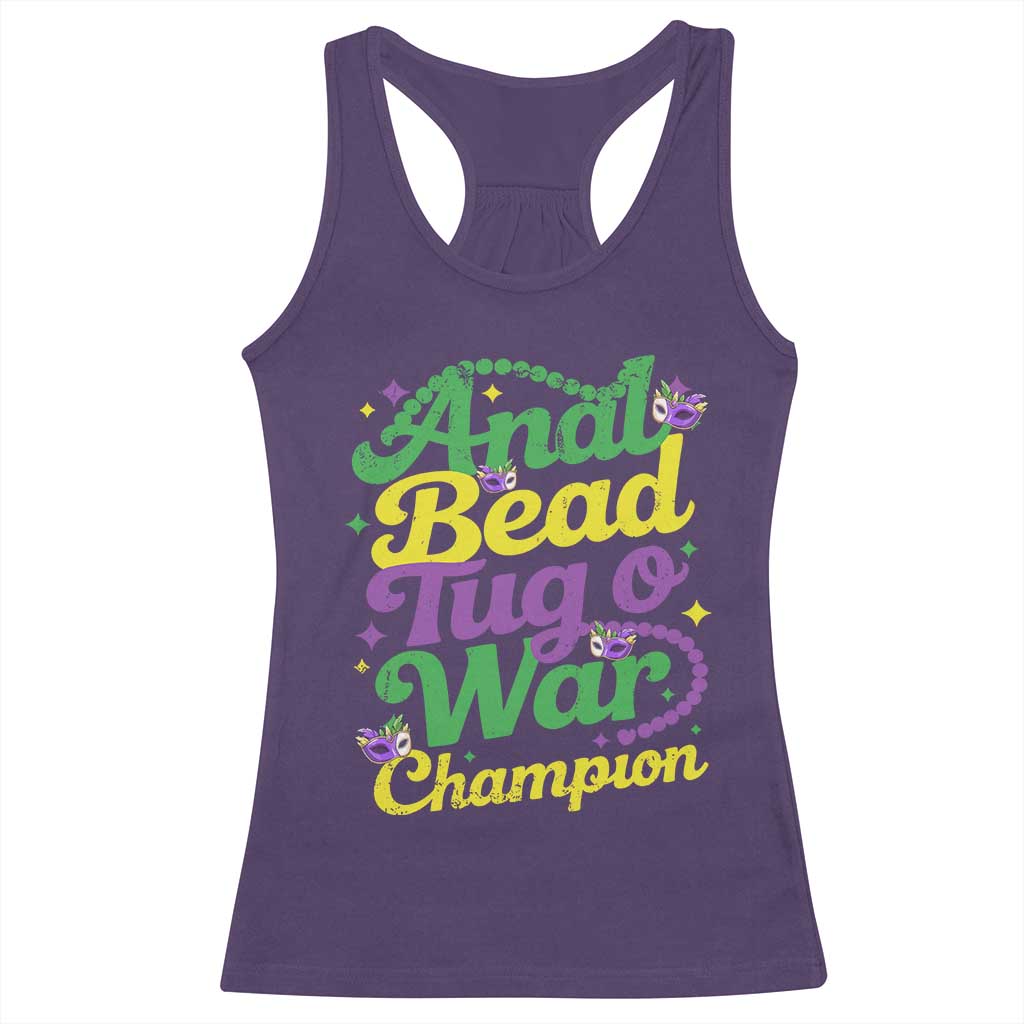 Funny Anal Bead Tug O War Mardi Gras Racerback Tank Top Fat Tuesday Carnival Adult Humor