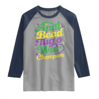 Funny Anal Bead Tug O War Mardi Gras Raglan Shirt Fat Tuesday Carnival Adult Humor
