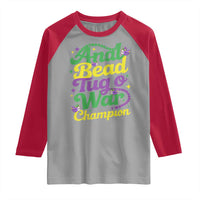 Funny Anal Bead Tug O War Mardi Gras Raglan Shirt Fat Tuesday Carnival Adult Humor